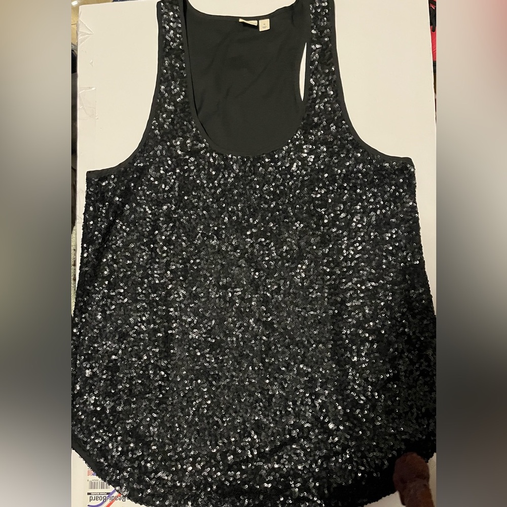 Gap Black sequin racer back tank top Size medium